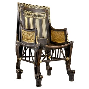 fauteuil de Toutânkhamon en bois incrusté d'ébène et d'ivoire.