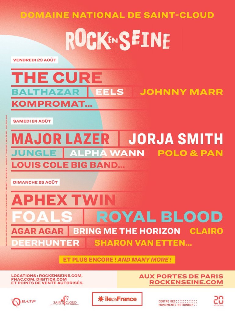 Programmation (une partie)Rock en Seine 2019.
