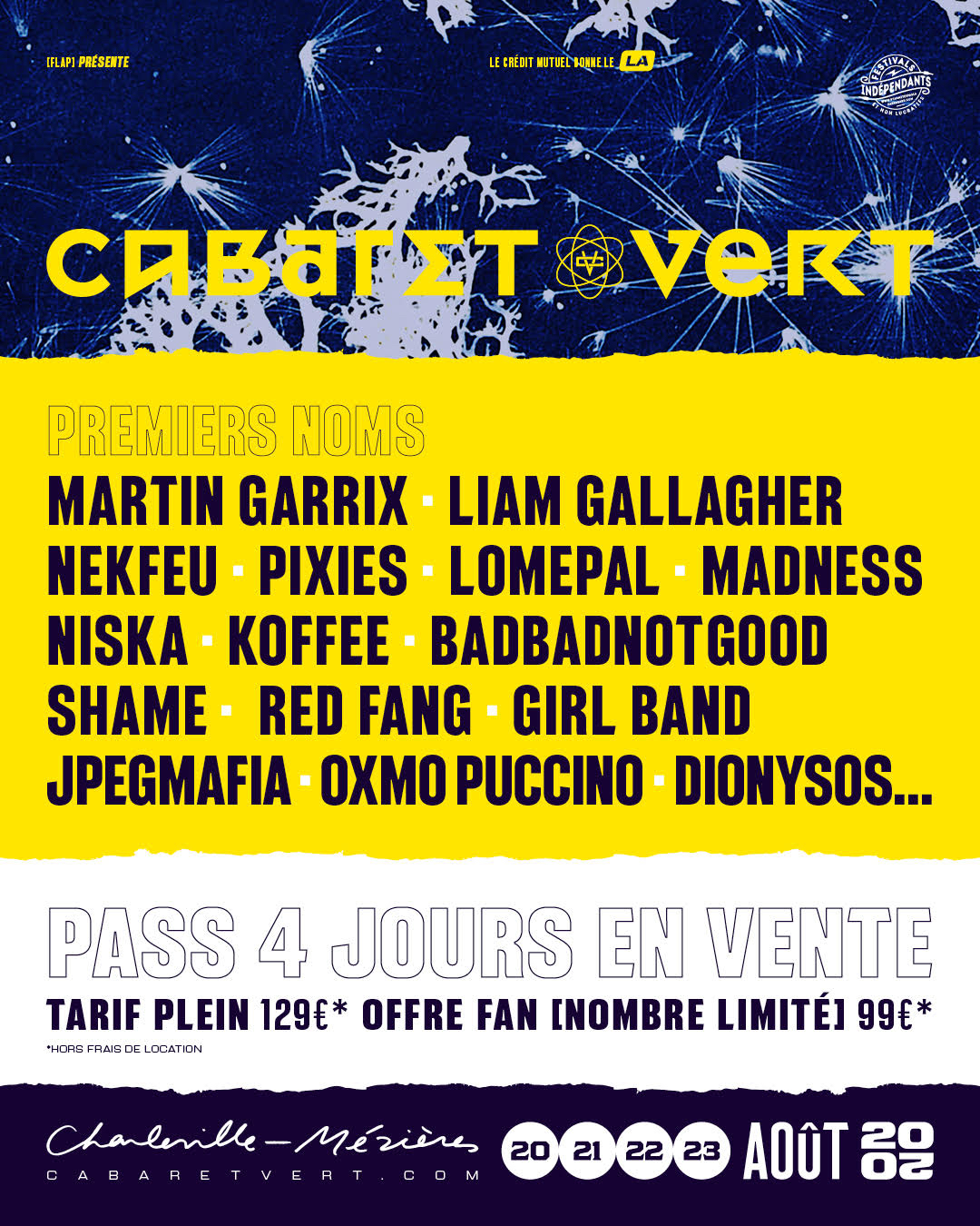 Les 16 premiers noms de l'édition 2020 du Cabaret Vert