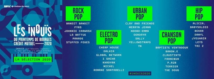 Les artistes/Groupes sélectionnés pour les Inouïs du Printemps de Bourges 2020