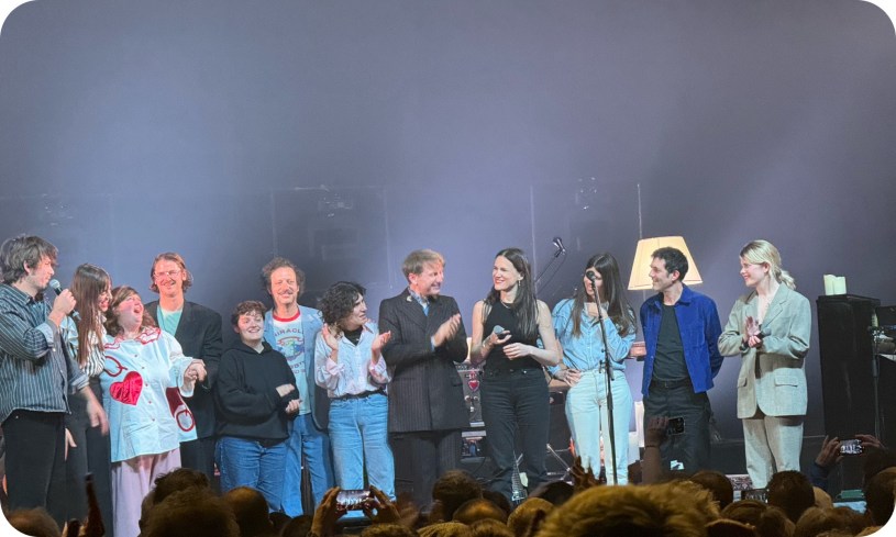 Sage, Clara Luciani, November Ultra, Voyou, Alex Montembault, Pr2b, Alex Kapranos, Clara Ysé, Theodora, Albin de la Simone et Zaho de Sagazan sur la scène du Palais d’Auron pour un hommage à Françoise Hardy le 24 avril 2024 dans le cadre de la 48e édition du Printemps de Bourges