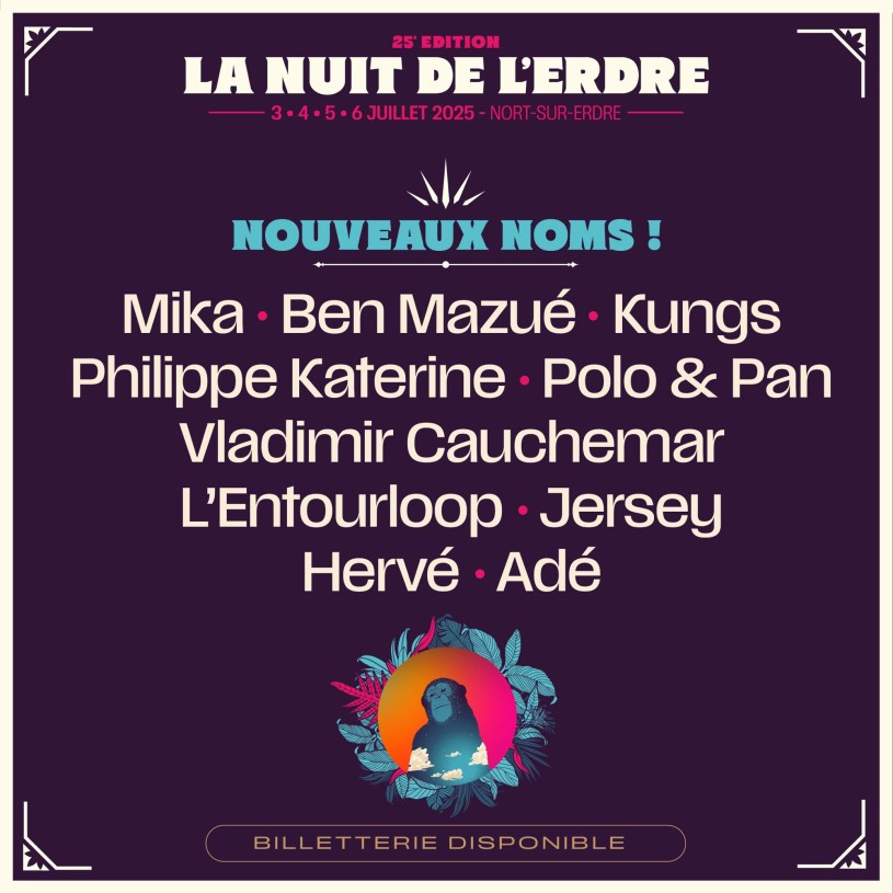 La Nuit de l’Erdre annonce nouveaux noms pour sa 25e édition prévue du 3 au 6 juillet 2025.