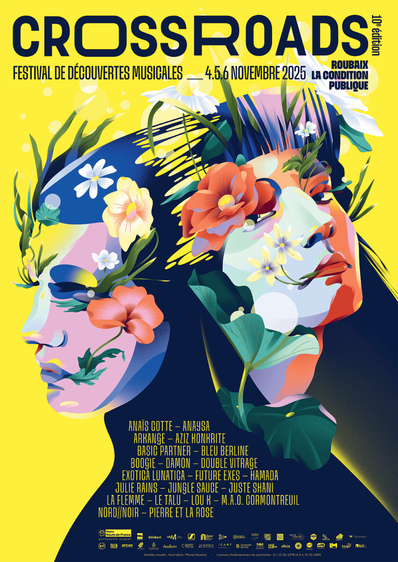La 10e édition du Crossroads Festival aura lieu du 4 au 6 novembre 2025, à Roubaix, à la Condition Publique.
